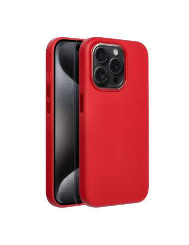 COUVERTURE MAG en CUIR compatible avec MagSafe pour IPHONE 15 Pro rouge