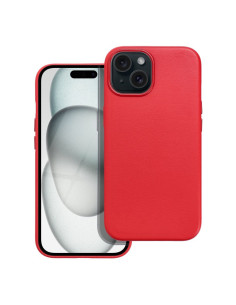 COUVERTURE MAG en CUIR compatible avec MagSafe pour IPHONE 15 rouge