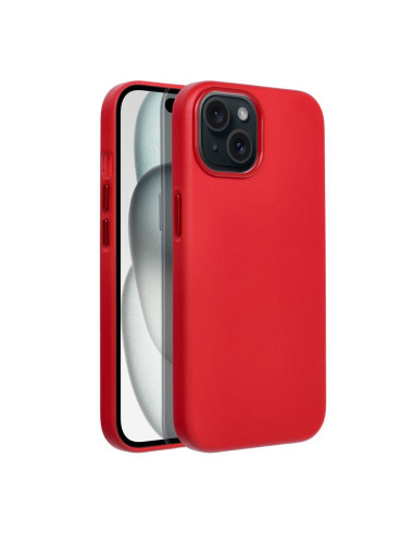 COUVERTURE MAG en CUIR compatible avec MagSafe pour IPHONE 15 rouge