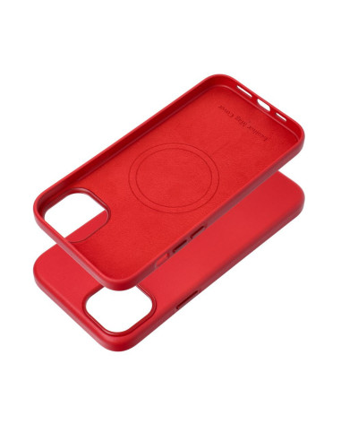 COUVERTURE MAG EN CUIR compatible avec MagSafe pour IPHONE 15 Plus rouge
