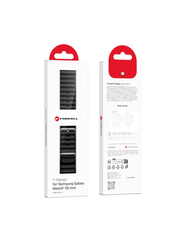 FORCELL Bracelet F-DESIGN FS01 pour SAMSUNG Watch 20 mm noir