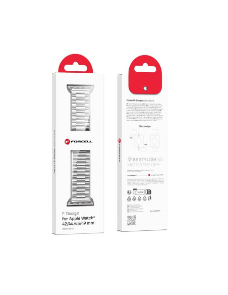 FORCELL F-DESIGN FA10 Bracelet pour Apple Watch 42/44/45/49mm argenté