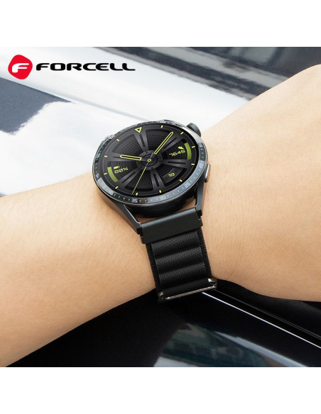 FORCELL Bracelet F-DESIGN FS05 pour SAMSUNG Watch 20 mm noir