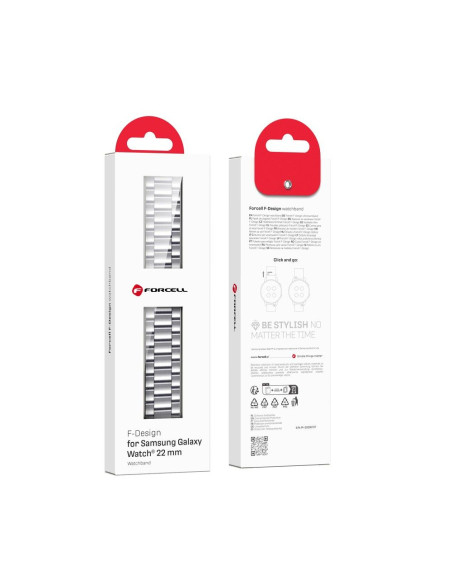 FORCELL Bracelet F-DESIGN FS06 pour SAMSUNG Watch 20 mm argenté