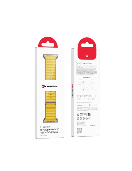 FORCELL F-DESIGN FA12 Bracelet / brassard pour Apple Watch 42/44/45/49mm jaune