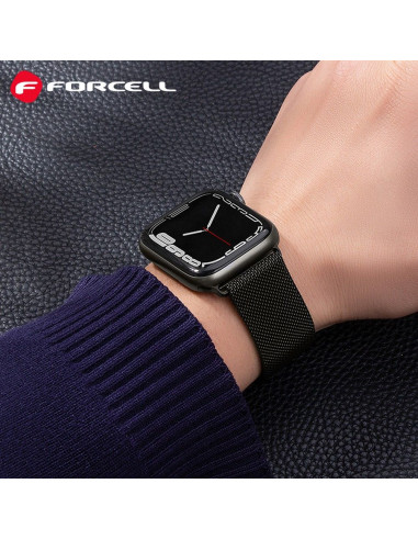 FORCELL Bracelet F-DESIGN FA03 pour APPLE Watch 42 / 44 / 45 / 49 mm noir