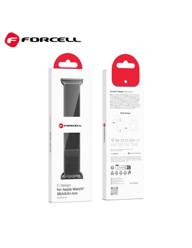 FORCELL Bracelet F-DESIGN FA03 pour APPLE Watch 42 / 44 / 45 / 49 mm noir