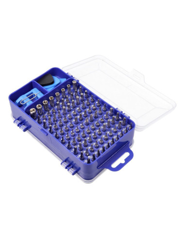 Jeu de tournevis de précision/de service, embouts 115in1 métal bleu