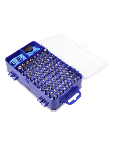Jeu de tournevis de précision/de service, embouts 115in1 métal bleu