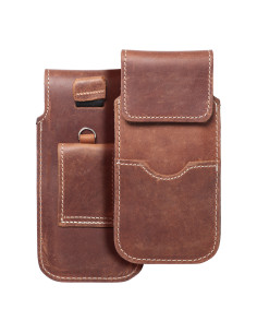 Chausson universel en cuir avec rabat - ROYAL Crazy Horse / marron - Taille M - IPHONE 5 / NOKIA S5610 / LUMIA 230