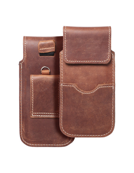 Chausson universel en cuir avec rabat - ROYAL Crazy Horse / marron - Taille M - IPHONE 5 / NOKIA S5610 / LUMIA 230