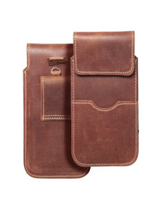 Chausson universel en cuir avec rabat - ROYAL Crazy Horse / marron - Taille 3XL - HUAWEI MATE 20X