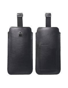 Chausson universel en cuir avec tirette - ROYAL / noir - Taille M - IPHONE 5 / NOKIA S5610 / LUMIA 230 2