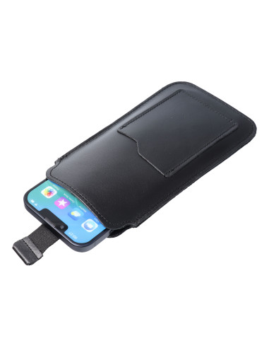 Slip-on universel en cuir avec pull-up - ROYAL / noir - Taille L - IPHONE 6 / 7 / 8