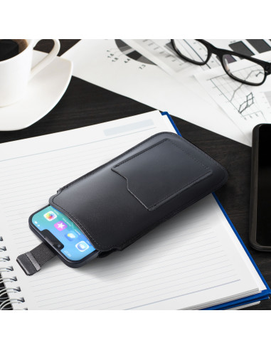 Slip-on universel en cuir avec pull-up - ROYAL / noir - Taille L - IPHONE 6 / 7 / 8
