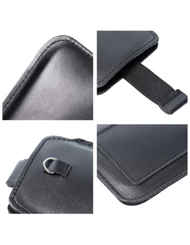 Slip-on universel en cuir avec pull-up - ROYAL / noir - Taille L - IPHONE 6 / 7 / 8