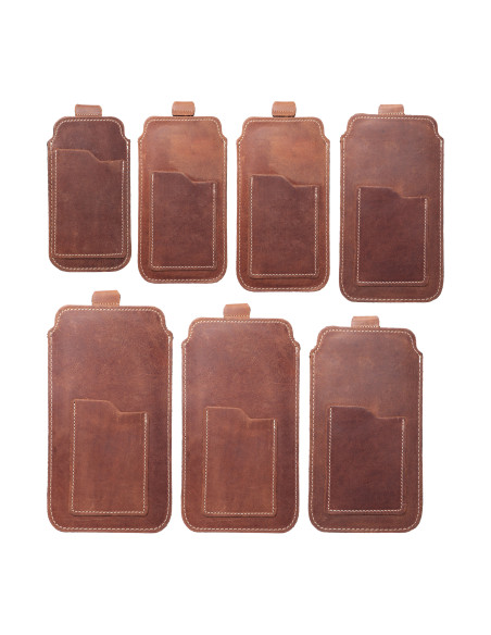 Chausson universel en cuir - ROYAL Crazy Horse / marron - Taille M - IPHONE 5 / NOKIA S5610 / LUMIA 230