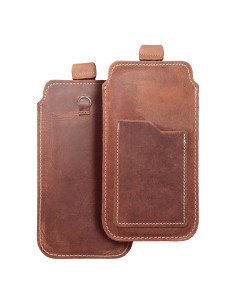 Slip-on universel en cuir - ROYAL Crazy Horse / marron - Taille L - IPHONE 6 / 7 / 8