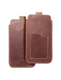 Slip-on universel en cuir - ROYAL Crazy Horse / marron - Taille 2XL+large - SAMSUNG A12 / NOTE 9 / XIAOMI REDMI NOTE 10 PRO