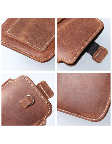 Slip-on universel en cuir - ROYAL Crazy Horse / marron - Taille 2XL+large - SAMSUNG A12 / NOTE 9 / XIAOMI REDMI NOTE 10 PRO