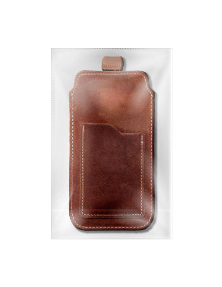 Slip-on universel en cuir - ROYAL Crazy Horse / marron - Taille 2XL+large - SAMSUNG A12 / NOTE 9 / XIAOMI REDMI NOTE 10 PRO