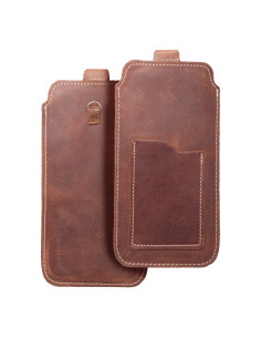 Chausson universel en cuir - ROYAL Crazy Horse / marron - Taille 2XL+tall - SAMSUNG S21 ULTRA / HUAWEI P Smart 2021 / XIAOMI Red