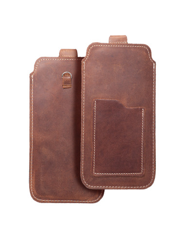 Chausson universel en cuir - ROYAL Crazy Horse / marron - Taille 2XL+tall - SAMSUNG S21 ULTRA / HUAWEI P Smart 2021 / XIAOMI Red