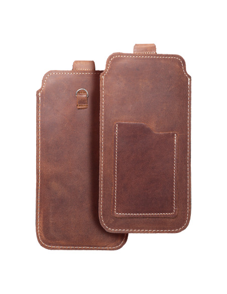 Chausson universel en cuir - ROYAL Crazy Horse / marron - Taille 2XL+tall - SAMSUNG S21 ULTRA / HUAWEI P Smart 2021 / XIAOMI Red