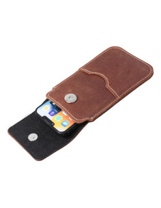 Chausson universel en cuir avec rabat - ROYAL Crazy Horse / marron - Taille 2XL+tall - SAMSUNG S21 ULTRA / HUAWEI P Smart 2021 / 2