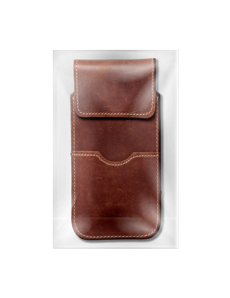 Chausson universel en cuir avec rabat - ROYAL Crazy Horse / marron - Taille 2XL+tall - SAMSUNG S21 ULTRA / HUAWEI P Smart 2021 /