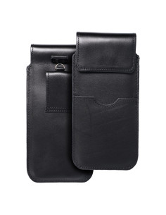 Chausson universel en cuir avec rabat - ROYAL / noir - Taille 2XL+tall - SAMSUNG S21 ULTRA / HUAWEI P Smart 2021 / XIAOMI Redmi 