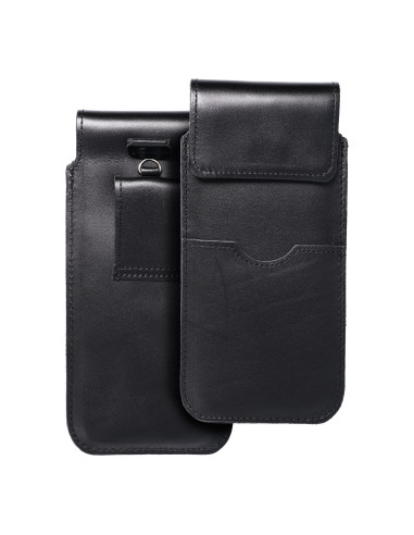 Chausson universel en cuir avec rabat - ROYAL / noir - Taille 2XL+tall - SAMSUNG S21 ULTRA / HUAWEI P Smart 2021 / XIAOMI Redmi 