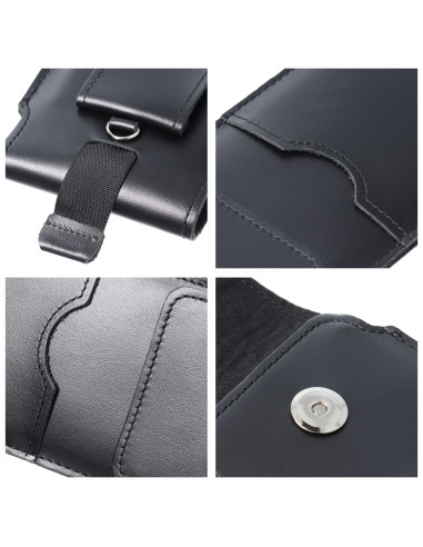 Chausson universel en cuir avec rabat - ROYAL / noir - Taille 2XL+tall - SAMSUNG S21 ULTRA / HUAWEI P Smart 2021 / XIAOMI Redmi 
