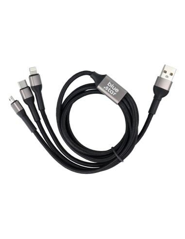 Câble 3-en-1 Blue Star avec connecteurs micro USB, USB C et Lightning