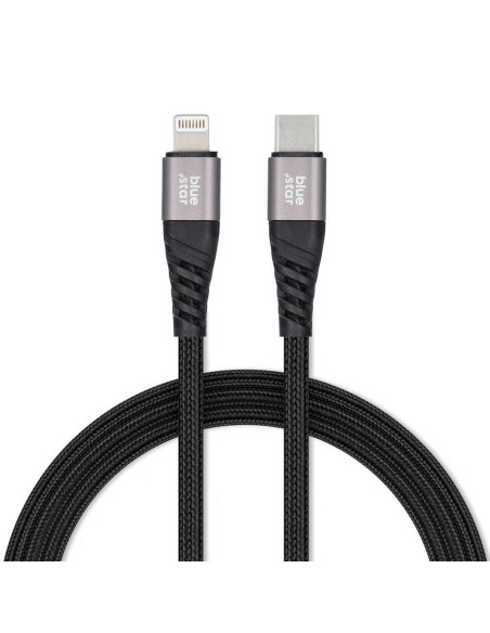 Câble tressé Blue Star avec connecteur USB C vers Lightning 2,4A