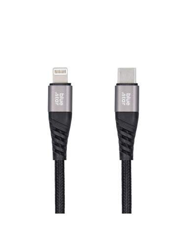 Câble tressé Blue Star avec connecteur USB C vers Lightning 2,4A