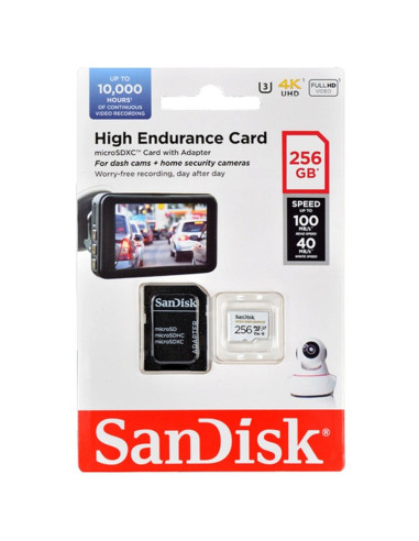 SANDISK carte mémoire microSD 256GB 100MB/s class 10 avec adaptateur SD
