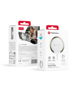 FORCELL F-ENERGY PowerPod chargeur inductif avec anneau/base compatible avec MagSafe blanc
