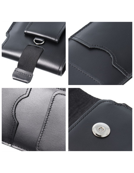 Slip-on universel en cuir avec rabat - ROYAL / noir - Taille L - IPHONE 6 / 7 / 8