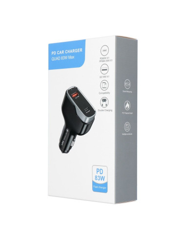 Chargeur de voiture USB QC 3.0 18W + Type C PD 65W CC53-1A1C (Total 83W)