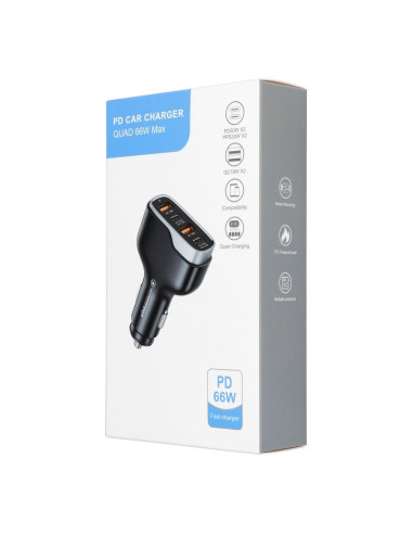 Chargeur de voiture 2x USB QC 3.0 + 2x Type C PD CC53-2A2C (Total 66W)
