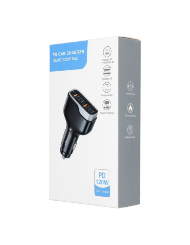 Chargeur de voiture 2x USB QC 3.0 + 2x Type C PD CC53-2A2C (Total 120W)