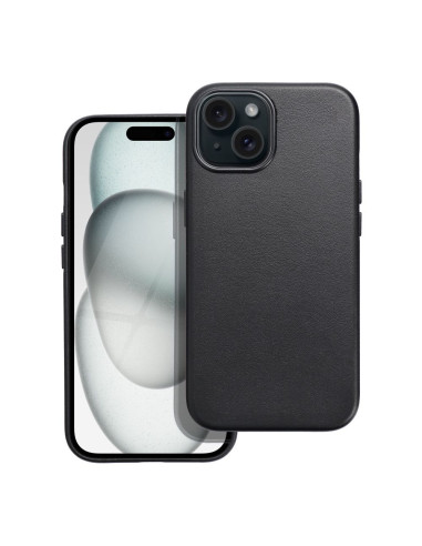 LEATHER MAG COVER case for IPHONE 15 black
