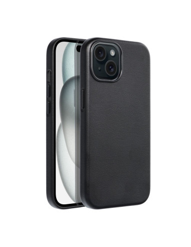 LEATHER MAG COVER case for IPHONE 15 black