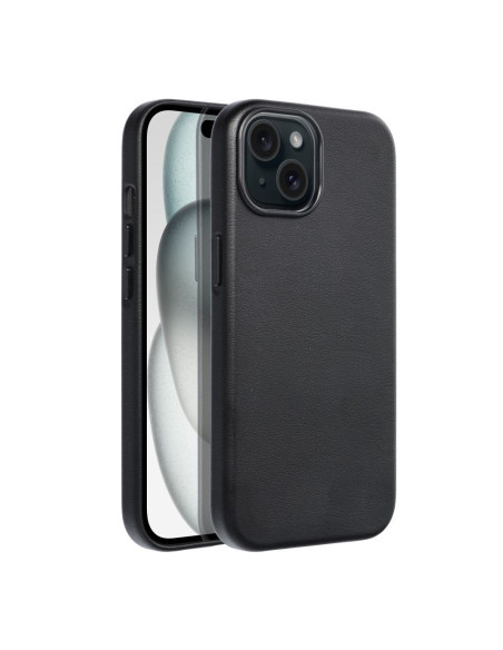 LEATHER MAG COVER case for IPHONE 15 black
