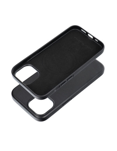 LEATHER MAG COVER case for IPHONE 15 black