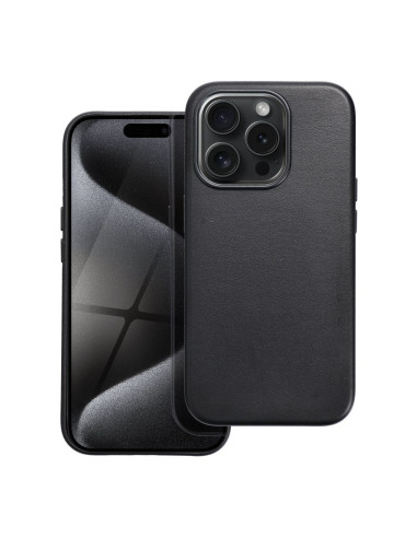LEATHER MAG COVER case for IPHONE 15 Pro black