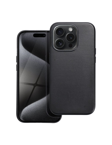 LEATHER MAG COVER case for IPHONE 15 Pro black