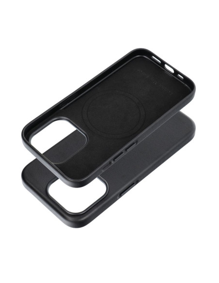 LEATHER MAG COVER case for IPHONE 15 Pro black