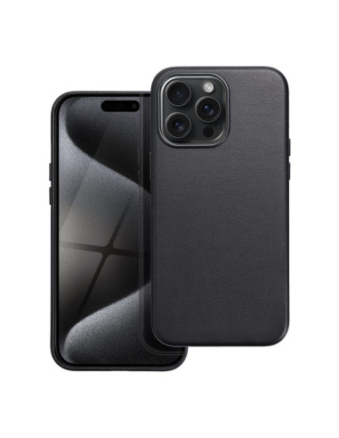 LEATHER MAG COVER case for IPHONE 15 Pro Max black